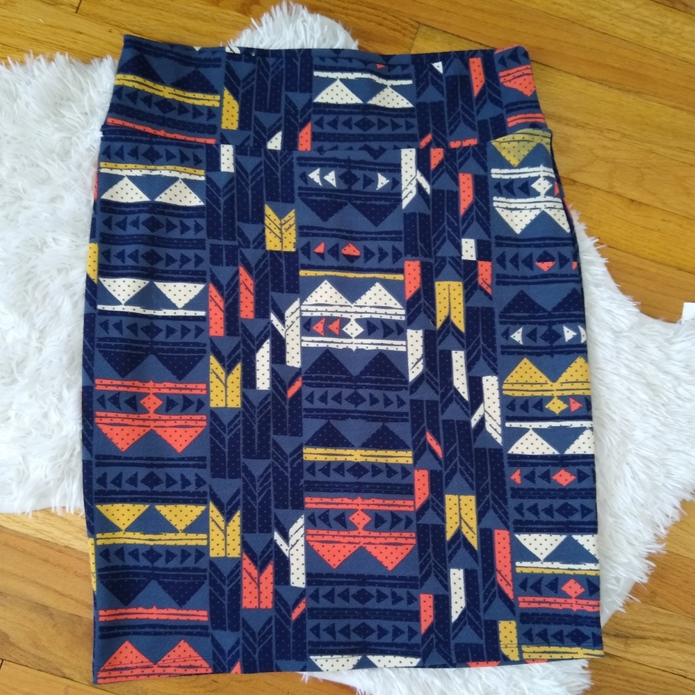 Blue Southwestern Print Cassie Pencil Skirt SizeXL